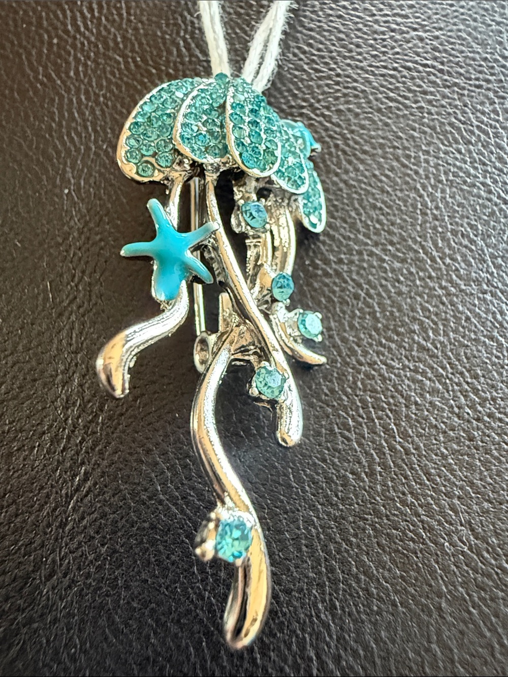 Turquoise Jellyfish Pendant Necklace - Silver Tone Women’s Jewelry
